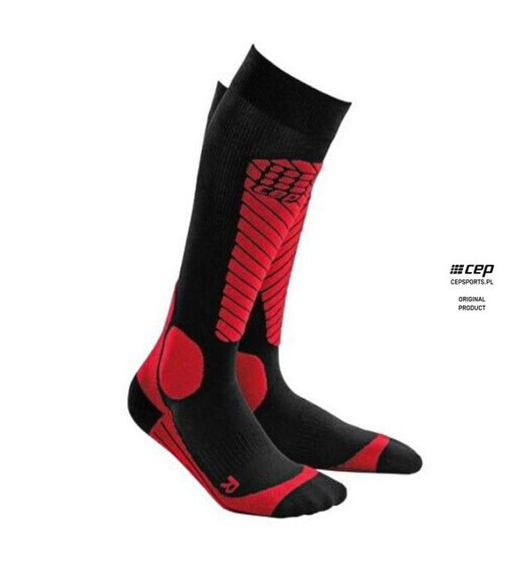 Damskie skarpety kompresyjne sportowe CEP Ski Race wysokie czerwone