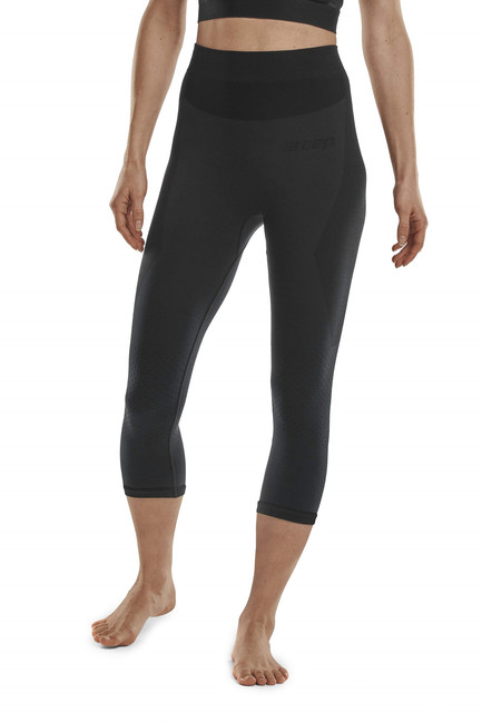 Damskie legginsy sportowe 3/4 z wełną Merino CEP czarne