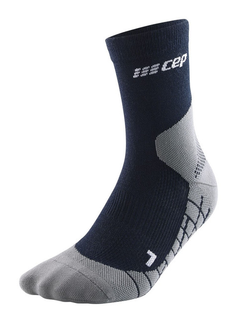 Damskie skarpety kompresyjne trekkingowe CEP z wełną Hiking Light Merino krótkie niebieske