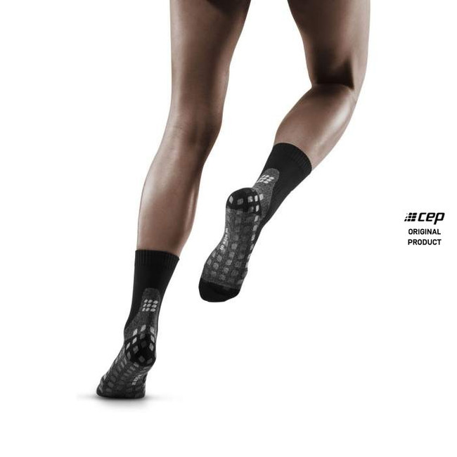 Damskie skarpety kompresyjne sportowe CEP Griptech krótkie czarne