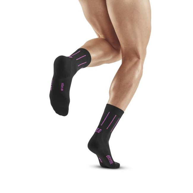 Męskie skarpety kompresyjne sportowe CEP Pinstripe krótkie czarne - limitowana edycja