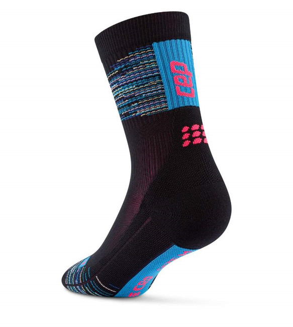 CEP krótkie skarpety kompresyjne Paris Vibes 80's męskie czarno-niebieskie