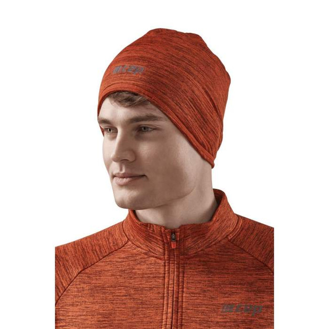 Sportowa czapka zimowa do biegania CEP unisex pomarańczowa