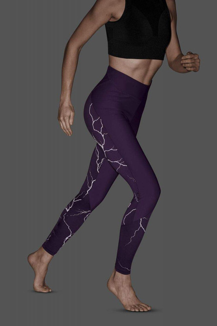 Damskie długie spodnie sportowe do biegania CEP Reflective fioletowe