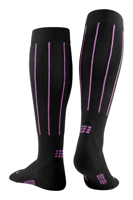 Damskie skarpety kompresyjne sportowe CEP Pinstripe wysokie czarne - edycja limitowana