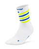 Damskie skarpety kompresyjne krótkie CEP The Spiral Run Limited 2024 białe w niebiesko-żółte paski