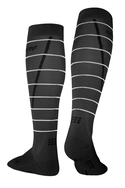 Męskie skarpety kompresyjne sportowe CEP Reflective wysokie szare