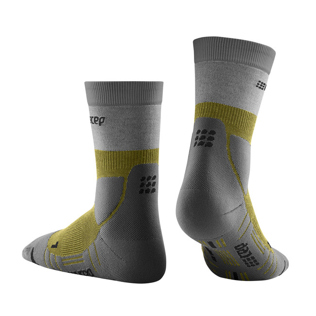 Damskie skarpety kompresyjne trekkingowe CEP z wełną Hiking Light Merino krótkie oliwkowe