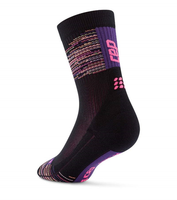 CEP krótkie skarpety kompresyjne Paris Vibes 80's męskie czarno-fioletowe