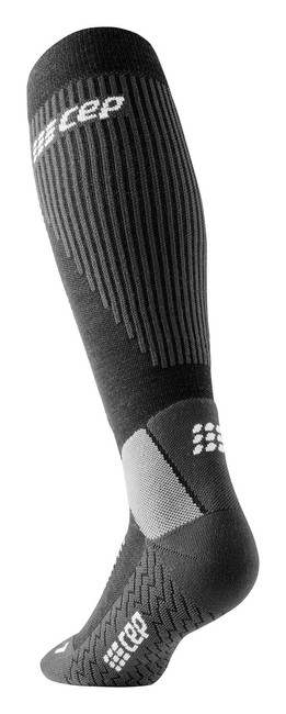 Męskie skarpety kompresyjne z wełną Merino CEP wysokie czarne