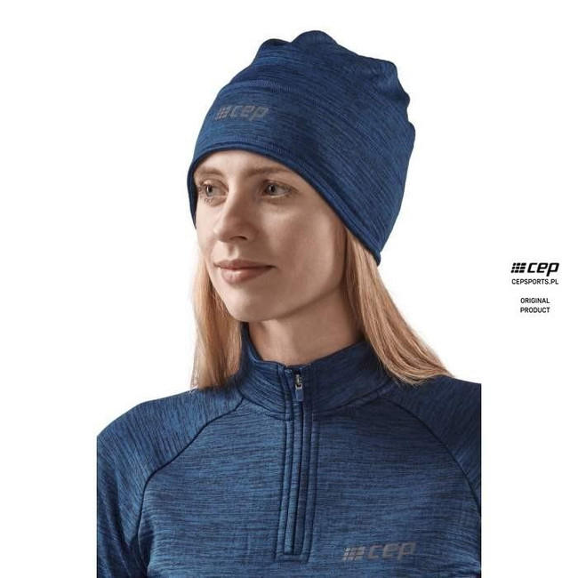 Sportowa czapka zimowa do biegania CEP unisex ciemnoniebieska