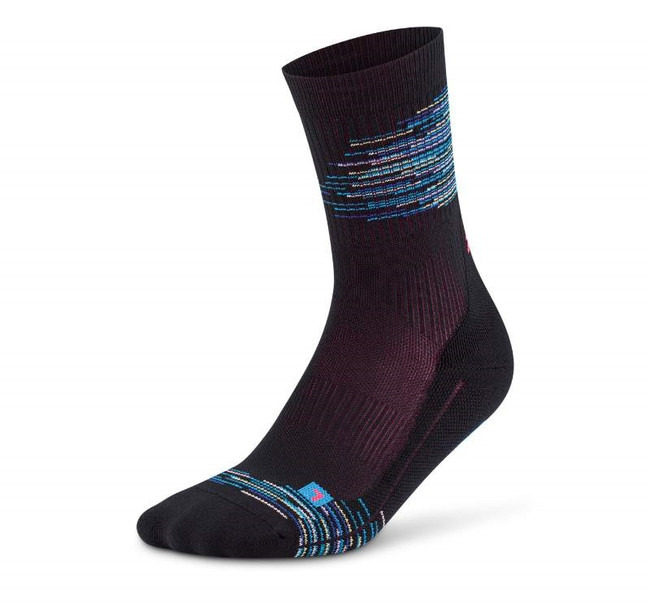 CEP krótkie skarpety kompresyjne Paris Vibes 80's męskie czarno-niebieskie