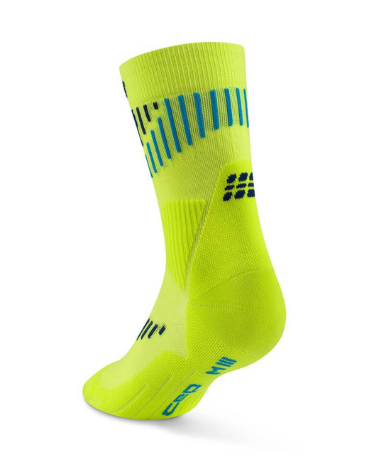 Męskie skarpetki kompresyjne do połowy łydki sportowe z wełną Merino Core Run CEP zielone