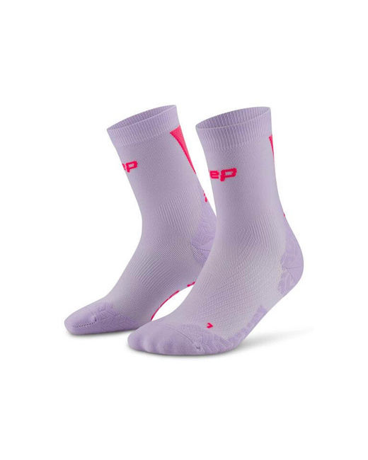 Męskie skarpety kompresyjne sportowe do połowy łydki CEP Core Run Ultralight liliowe