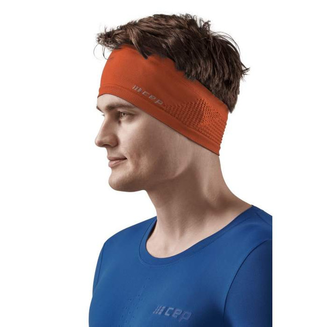Sportowa zimowa opaska na głowę do biegania unisex pomarańczowa