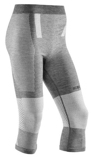 Męskie zimowe legginsy sportowe 3/4 nogawki CEP szare 