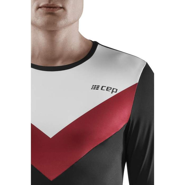 Męska koszulka sportowa z długim rękawem CEP  Chevron czarna
