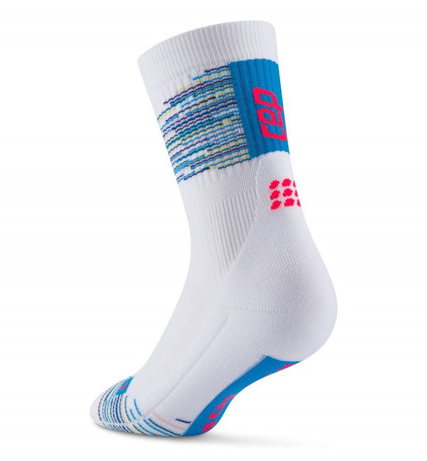 CEP krótkie skarpety kompresyjne Paris Vibes 80's damskie biało-niebieskie