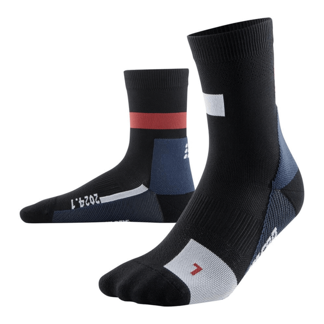 Męskie skarpety kompresyjne sportowe CEP The Run Limited krótkie czarne - kolekcja limitowana