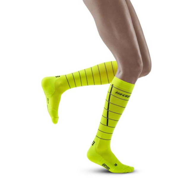Damskie skarpety kompresyjne sportowe CEP Reflective wysokie żółte
