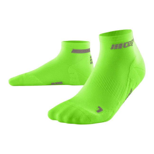 Damskie skarpety kompresyjne sportowe CEP The Run 4.0 low-cut limonkowe