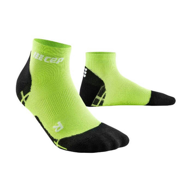 Damskie skarpety kompresyjne sportowe CEP Ultralight low-cut limonkowe
