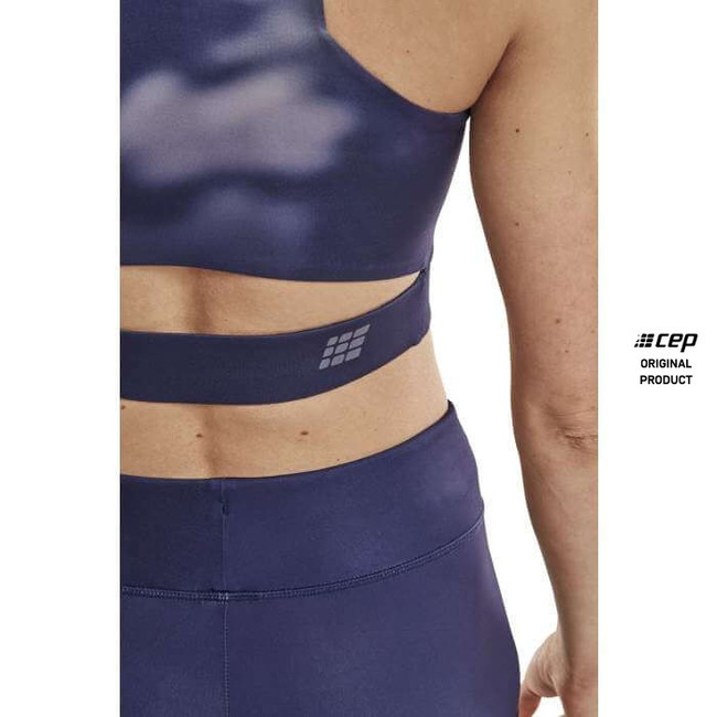 Damski  Crop Top sportowy do biegania CEP limitowana kolekcja Bloom niebieski