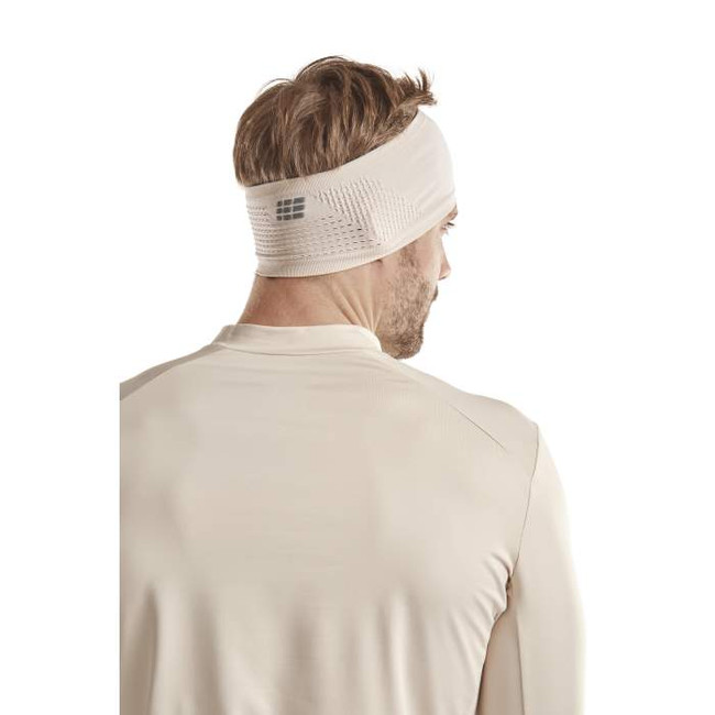 Sportowa zimowa opaska na głowę do biegania unisex kremowa