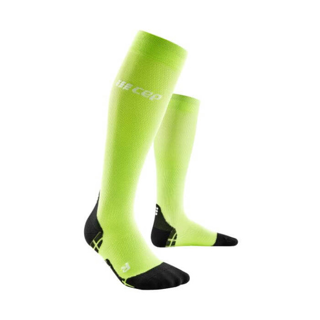 Męskie skarpety kompresyjne sportowe CEP Ultralight wysokie limonkowe