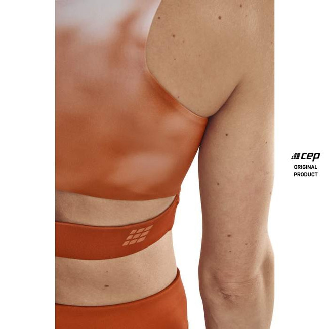 Damski  Crop Top sportowy do biegania CEP limitowana kolekcja Bloom pormarańćzowy