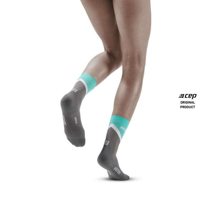 Damskie skarpety kompresyjne sportowe CEP Chevron krótkie miętowe