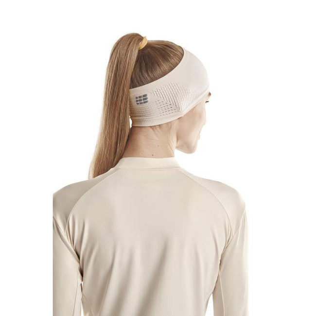 Sportowa zimowa opaska na głowę do biegania unisex kremowa