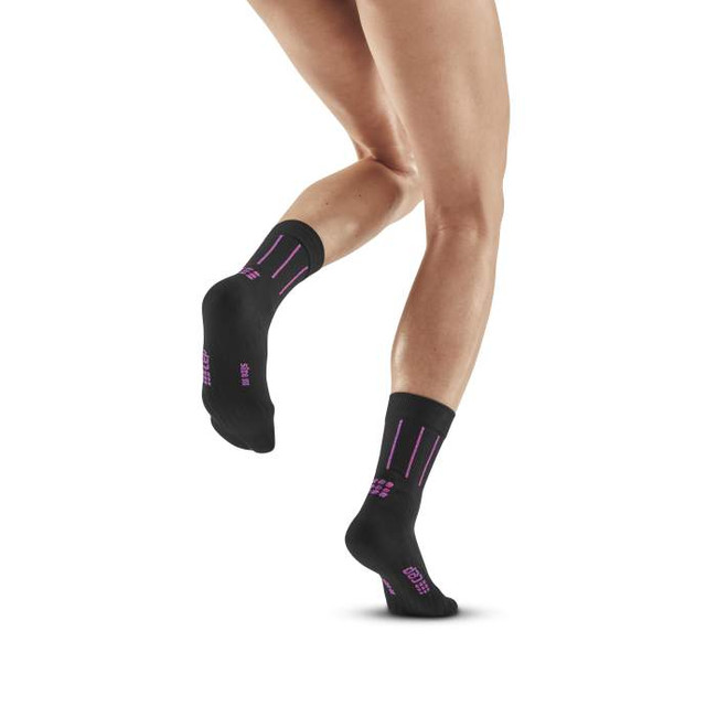 Damskie skarpety kompresyjne sportowe CEP Pinstripe krótkie czarne - limitowana edycja