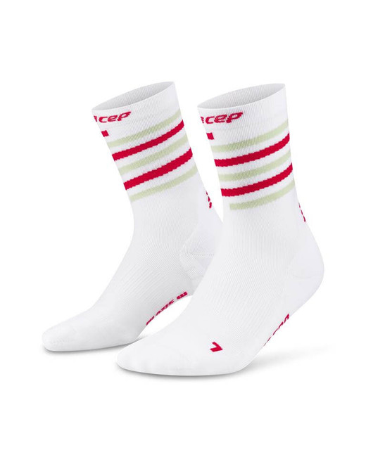 Damskie skarpety kompresyjne krótkie CEP The Spiral Run Limited 2024 białe w różowe-beżowe paski