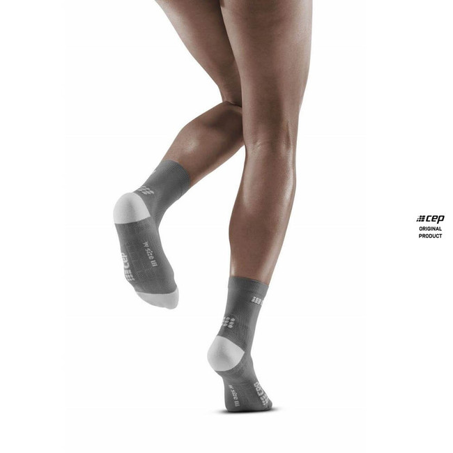 Damskie skarpety kompresyjne sportowe CEP Ultralight krótkie szare