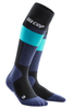 Damskie skarpety kompresyjne sportowe CEP Ski Merino wysokie niebieskie