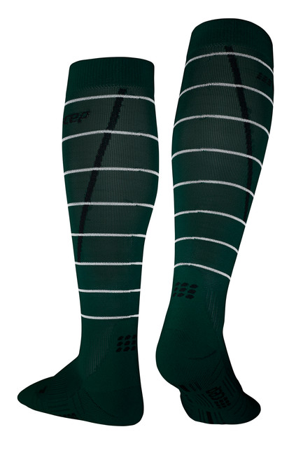 Męskie skarpety kompresyjne sportowe CEP Reflective wysokie zielone