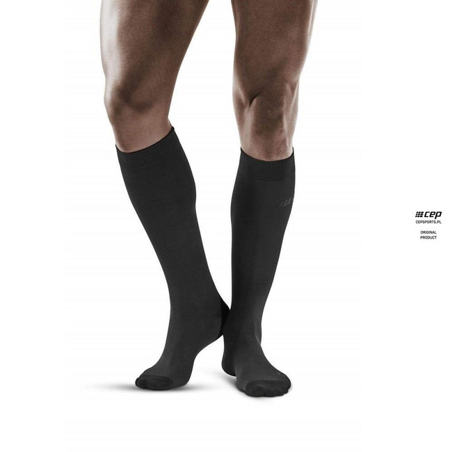 Męskie skarpety kompresyjne biznesowe CEP wysokie szare