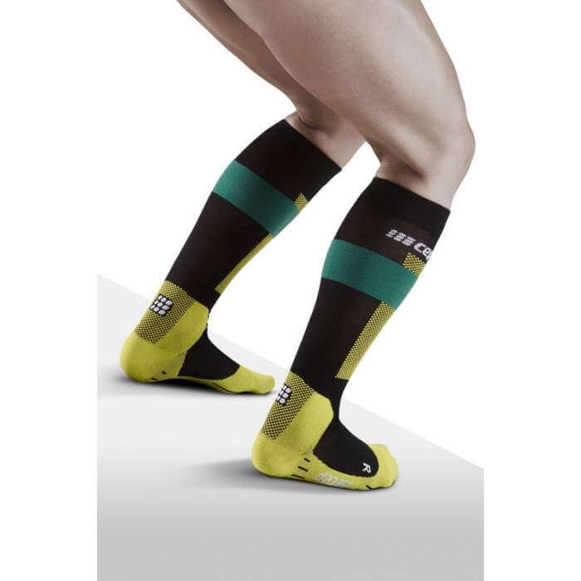 Męskie skarpety kompresyjne sportowe CEP Ski Merino wysokie żółte