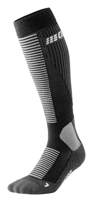 Męskie skarpety kompresyjne z wełną Merino CEP wysokie czarne