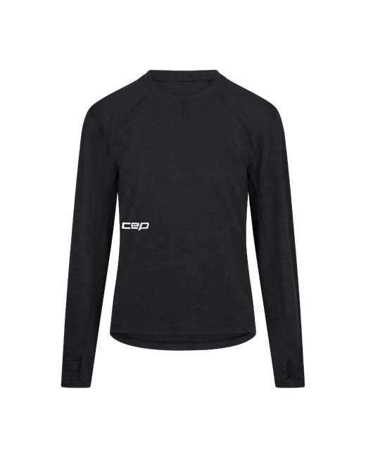 Damski longsleeve bluzka sportowa z wełny merino na zimę Core Run CEP czarna