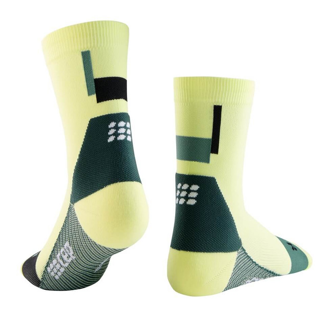 Męskie skarpety kompresyjne sportowe CEP The Run Limited krótkie limonkowe - kolekcja limitowana