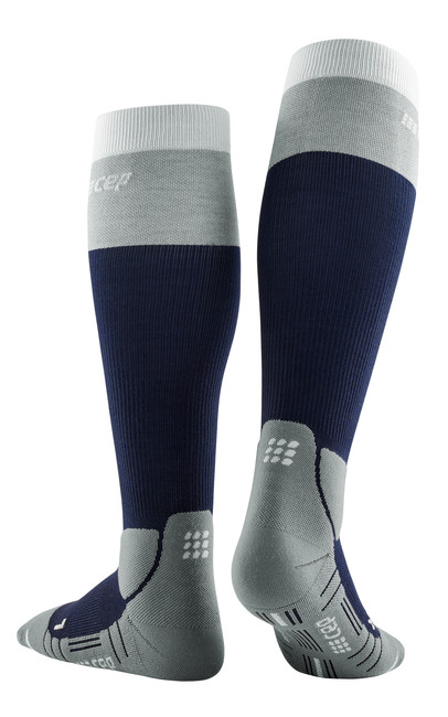 Damskie skarpety kompresyjne trekkingowe CEP z wełną Hiking Light Merino wysokie granatowe