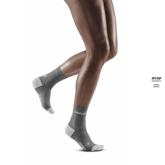 Damskie skarpety kompresyjne sportowe CEP Ultralight krótkie szare