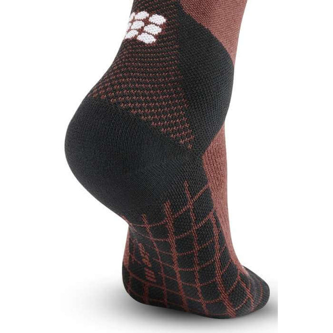 Męskie skarpety kompresyjne trekkingowe CEP z wełną Hiking Light Merino krótkie brązowe