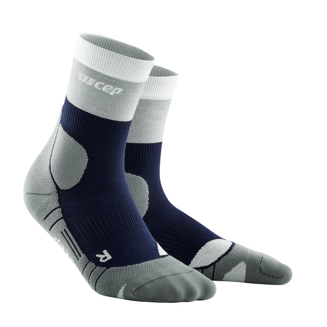 Damskie skarpety kompresyjne trekkingowe CEP z wełną Hiking Light Merino krótkie granatowe