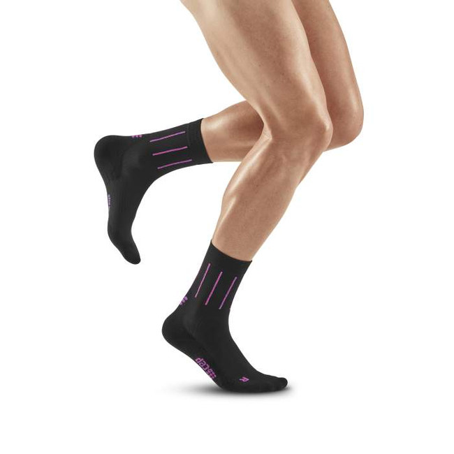 Męskie skarpety kompresyjne sportowe CEP Pinstripe krótkie czarne - limitowana edycja