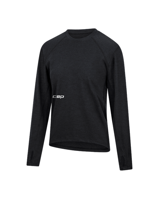 Damski longsleeve bluzka sportowa z wełny merino na zimę Core Run CEP czarna