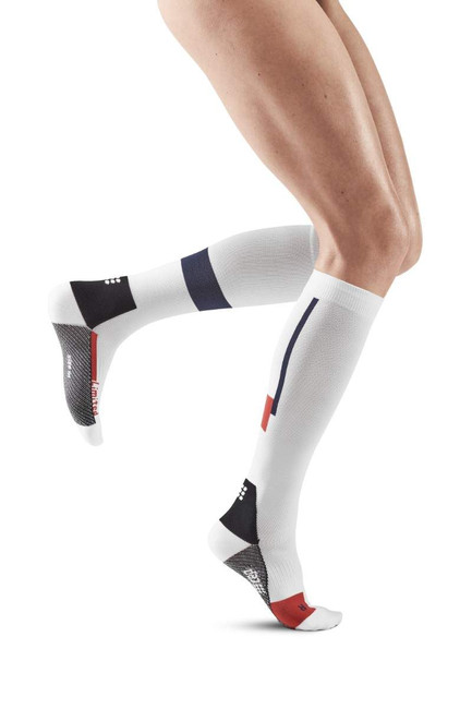 Damskie skarpety kompresyjne sportowe CEP The Run Limited wysokie białe - nowa kolekcja