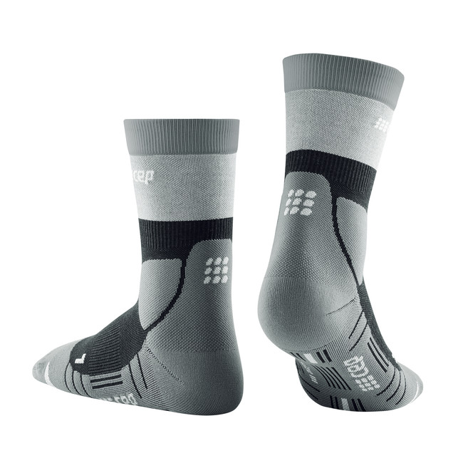 Damskie skarpety kompresyjne trekkingowe CEP z wełną Hiking Light Merino krótkie szare
